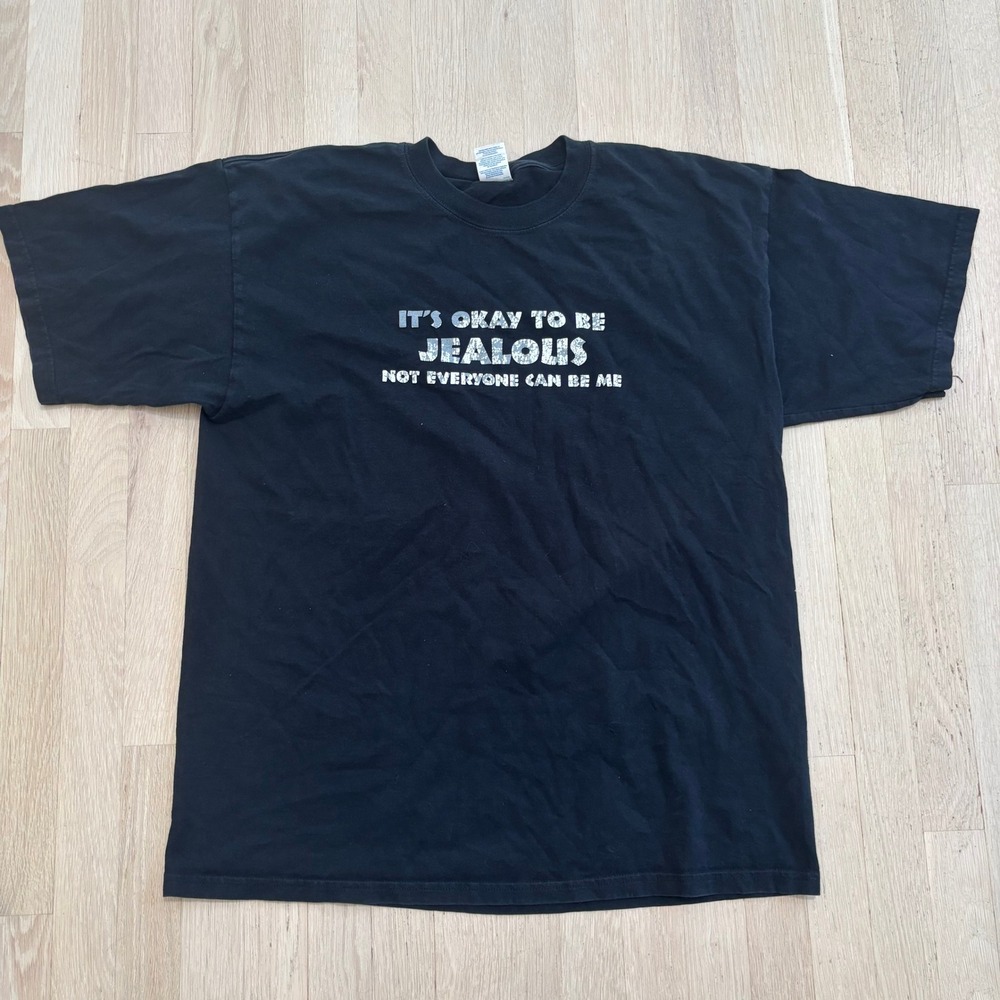 Gildan Graphic T-Shirt Mens XL Black Good Used Condition Its Okay To Be Jealous